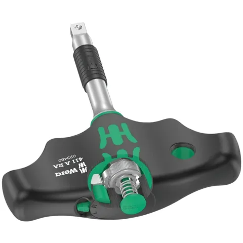 Wera 411 A RA T-handle adapter screwdriver with ratchet function, 1/4", 1/4" x 45 mm (series photo)