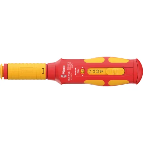 Wera 7516 VDE Kraftform Safe-Torque Speed Torque screwdriver, 2.4-4.0 Nm, 9 x 2.4 Nm x 2.8 Nm x 3.2 Nm x 3.6 Nm x 4.0 Nm x 192 mm (series photo)