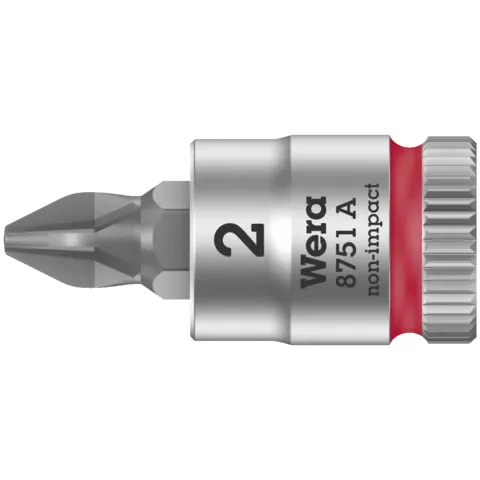 Wera 8751 A Phillips Zyklop bit socket, 1/4" drive, PH 3 x 28 mm (series photo)