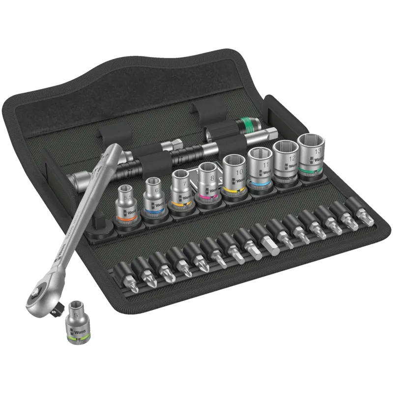 8100 SA 7 Zyklop Metal Ratchet Set with push-through square, 1/4" drive, metric