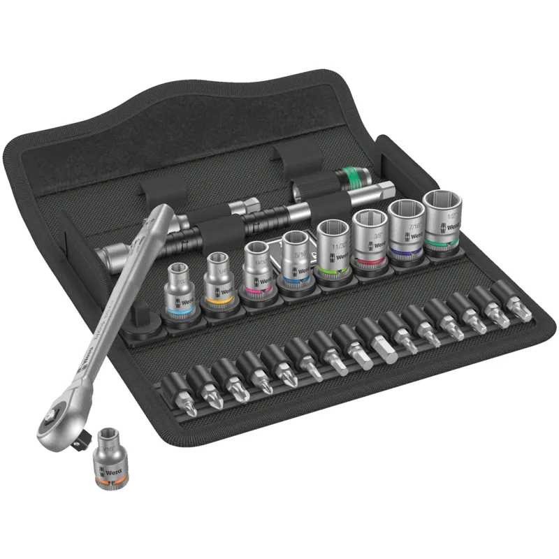 8100 SA 10 Zyklop Metal Ratchet Set with push-through square, 1/4" drive, imperial