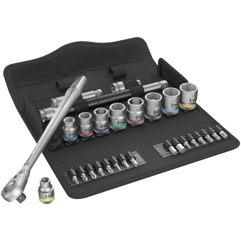 8100 SB 11 Zyklop Metal Ratchet Set with switch lever, 3/8" drive, imperial