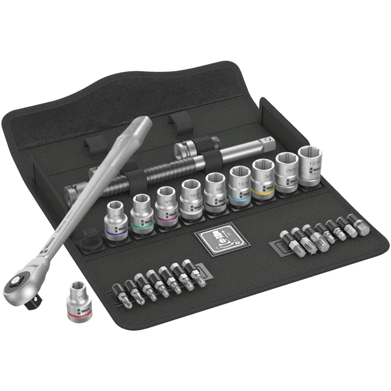 8100 SC 10 Zyklop Metal Ratchet Set with push-through square, 1/2" drive, imperial