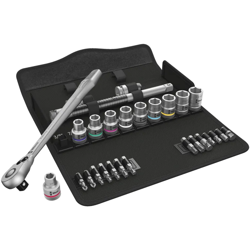 8100 SC 11 Zyklop Metal Ratchet Set with switch lever, 1/2" drive, imperial