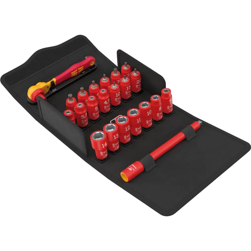 8100 SA VDE 1 Zyklop ratchet set, insulated, reversing lever, 1/4" drive, metric