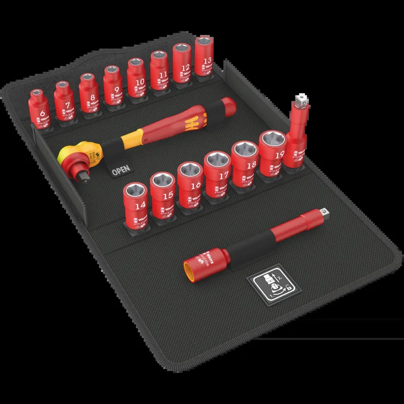 8100 SB VDE 1 Zyklop Ratchet set, insulated, switch lever, 3/8" drive, metric