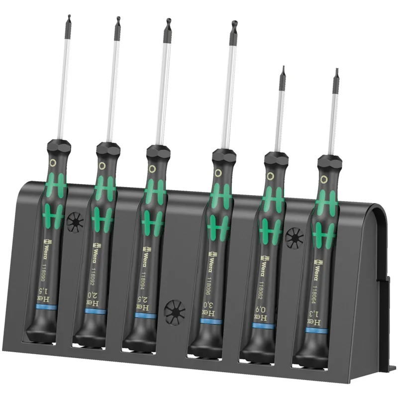 2052/6 Hexagon screwdriver set and rack for electronic applications