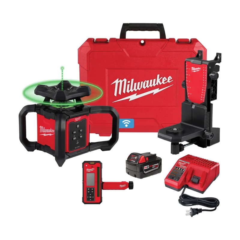M18 Green Interior Rotary Laser Level Kit w/ Remote/Receiver & Wall Mount Bracket