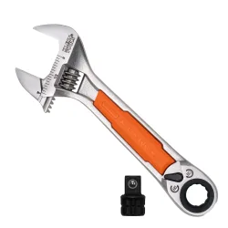 KNECT 6-Inch Adjustable Wrench with Pass-Through Ratchet