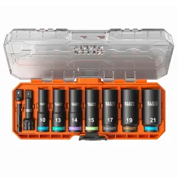 KNECT Deep-Well 3/8-Inch Drive Impact Socket Set, Metric, 9-Piece